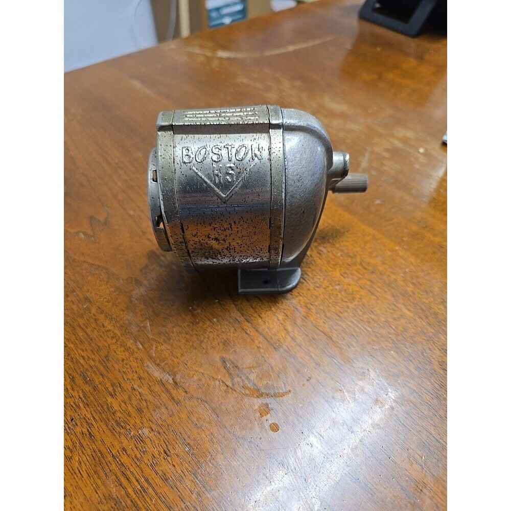 Vintage Boston Model KS 8-Hole Revolving Crank Pencil Sharpener Desk Mount